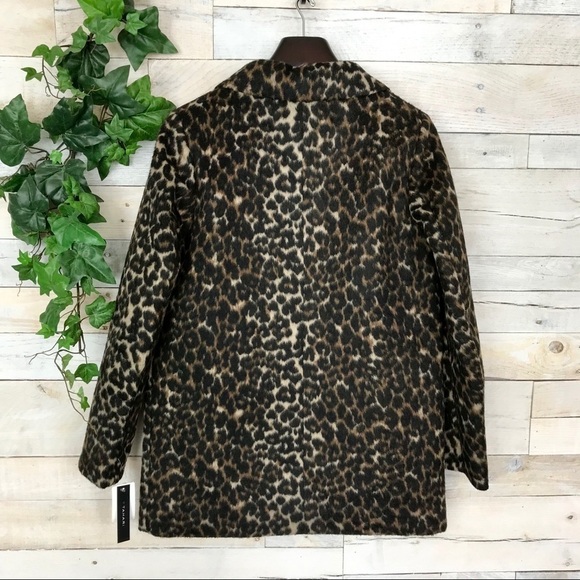 T Tahari Kendall Wool Leopard Print Coat Small - Picture 4 of 8